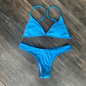 SHEIN Blue Triangle Bikini with Cheeky Cut